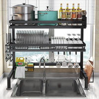 Égouttoir à vaisselle réglable à 2 niveaux en acier inoxydable, support de rangement pour assiettes, étagère organisateur, séchoir à vaisselle de cuisine