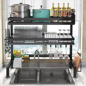 Égouttoir à vaisselle réglable à 2 niveaux en acier inoxydable, support <span class=keywords><strong>de</strong></span> rangement pour assiettes, étagère organisateur, séchoir à vaisselle <span class=keywords><strong>de</strong></span> cuisine - Product Image 4