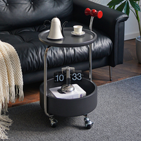 Table basse roulante moderne en bois et métal avec roulettes, table d'appoint pour chambre, salon, balcon, mobilier de maison
