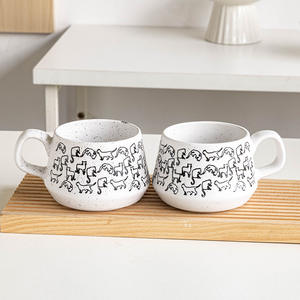 Commercio all'ingrosso retrò fatto a mano in porcellana bianca argilla gatto cane in ceramica goffrato tazza da tè eco-friendly Tazas De Cafe - Product Image 2