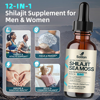 12 en 1 Shilajit, algues marines, Ashwagandha, Maca, gouttes liquides, soutien immunitaire, énergie, endurance, concentration, vitalité, oligo-éléments, fusion d'herbes