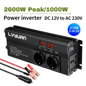 <span class=keywords><strong>Convertisseur</strong></span> d'alimentation pour voiture <span class=keywords><strong>1000W</strong></span>, 12V vers 230V DC AC, 2600W de pointe, 4 ports USB, double écran LCD, prise universelle EU pour <span class=keywords><strong>camping</strong></span>-<span class=keywords><strong>car</strong></span> - Product Image 2
