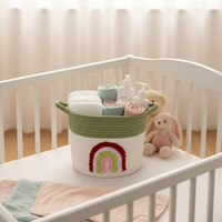 Panier de rangement pour vêtements d'enfants en corde de coton circulaire, écologique et multifonctionnel