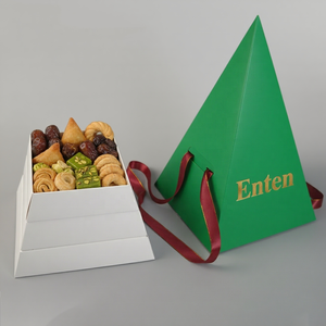 Boîte Alimentaire <span class=keywords><strong>Pyramide</strong></span> en Carton Colorée Luxe Personnalisée pour Cadeaux, Snacks, Macarons, Gâteaux, Traiteur à Emporter, Emballage Restauration - Product Image 3