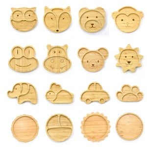 Ama zon Vaisselle populaire 6pcs <span class=keywords><strong>Bambou</strong></span> Set d'alimentation pour bébé <span class=keywords><strong>Assiette</strong></span> en <span class=keywords><strong>bambou</strong></span> pour bébé avec <span class=keywords><strong>ventouse</strong></span> en silicone et cuillère Set de sevrage - Product Image 4