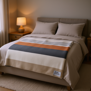 Couverture King Size, Couverture Queen Size rayée en peau de mouton tissée, literie minimaliste pour l'hiver, réversible avec Sherpa - Product Image 2