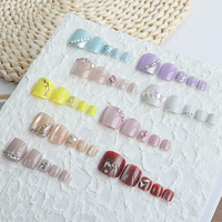 Faux ongles carrés œil de chat en cristal, 24 pièces, personnalisables, réutilisables, épais, pour les orteils et les doigts, à presser, pour nail art, vente en gros