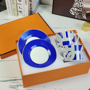 Offre Spéciale : Ensemble de 4 Assiettes en Porcelaine de Luxe Nordique Bleu pour Restaurant, avec Coffret Cadeau - Product Image 5