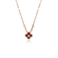 Collier pendentif trèfle à quatre feuilles classique, coquille multicolore, zircon cubique pavé, collier trèfle, bijoux tendance pour femmes, cadeau