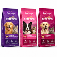 Sacs d'emballage pour aliments pour animaux de compagnie à blocs de couleur personnalisés avec photos réalistes de chats et de chiens – Trois sachets souples premium pour animaux