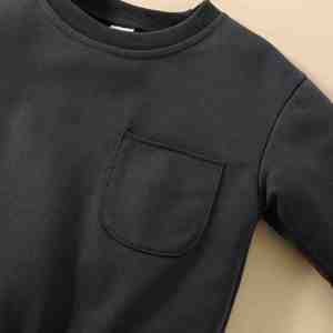 Hai mảnh mùa thu mùa xuân trẻ sơ sinh Toddler rắn màu đơn giản Vòng cổ dài tay áo + quần phù hợp với 2 màu sắc có sẵn - Product Image 4