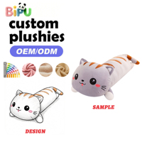 Coussins en peluche en gros à faible MOQ, motif chat Calico, rembourrés de coton PP, coussins décoratifs doux en peluche de dessin animé pour cadeau