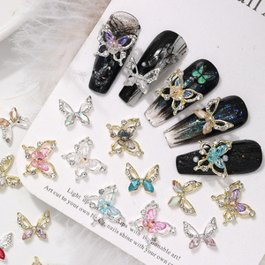 Breloques Papillon 3D en Alliage Métallique Or et Argent, Strass Zircon, pour Ongles, Cheveux, Accessoires de Bricolage et Décoration - Product Image 2