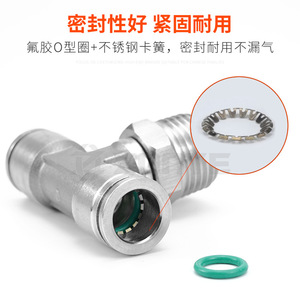 Zoni Pneumatics Stainless Steel <b>Quick</b> <b>Connector</b> PB8-02 Air Fitting PX6-01 Pneumatic Tee For High Pressure And Temperature - Product Image 4