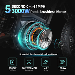 Bicicleta Eléctrica Valtinsu Em5 <span class=keywords><strong>Dirk</strong></span>, Motor con Engranajes de 48V2500W, Motor sin Escobillas, Bicicleta de Montaña Eléctrica Todoterreno para Jóvenes - Product Image 3