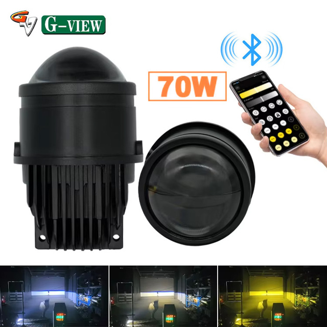 G-View High Power 3 Inch Bi Led Fog Lights with App Adjustable Color Temperature 3000K-6500K LED Lens Car Fog Lamp