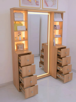 Armoire à bijoux avec miroir LED, étagères et tiroirs de rangement, miroir de maquillage autoportant blanc pour salon