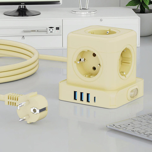 GS/KC Tower Socket 5-Outlet Surge Protector Socket 3 <b>USB</b> 1 Type C Ports 16A Power Strip EU Standard with Overland - Product Image 2