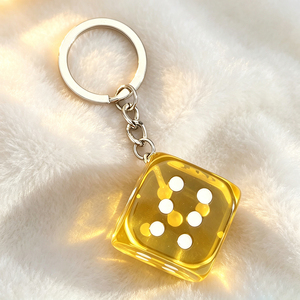 Red Acrylic <b>Cube</b> Keychain With White Logo Print Square Shape Fun Style <b>Light</b> Keychain - Product Image 4