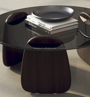 Ensemble de table basse au design minimaliste ensemble de table centrale en bois avec dessus en verre table basse ronde de salon avec table d'appoint