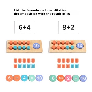 Bằng gỗ Mười khung thiết Toán manipulatives, cộng và trừ Montessori trò chơi toán học cho trẻ em, đồ chơi trẻ em - Product Image 3