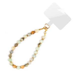 Chaîne de téléphone portable en calcédoine 8 mm de forme irrégulière, style européen-américain, pierre semi-précieuse naturelle, cadeau de vacances unisexe - Product Image 1