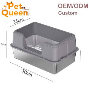 Jumbo Tamanho Metal Cat <span class=keywords><strong>Litter</strong></span> <span class=keywords><strong>Box</strong></span> Com Lados Altos Anti Scatter Design Não Absorvente Superfície Chew Proof para Grandes Gatos Multi Pet - Product Image 1