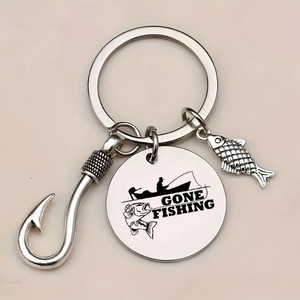 Porte-clés personnalisé en acier inoxydable gravé au laser « You're My Best Catch », pendentif hameçon de pêche, cadeau pour les passionnés de pêche, Saint-Valentin - Product Image 3