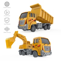 Véhicule de construction télécommandé à l'échelle 1/20 avec pelle et griffe mobile, excavatrice RC, camion benne jouet pour enfants