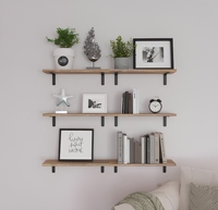 Étagère murale flottante en bois robuste 6 pièces, multifonctionnelle et écologique, pour cuisine – Meilleure vente