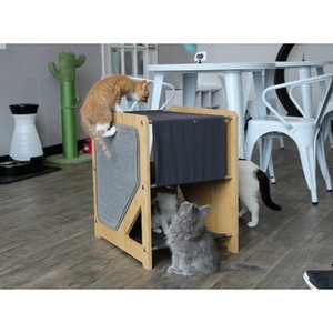 Wooden Cat Tree 2 Levels 28x56x66cm With <b>Scratching</b> <b>Post</b> And Bed For Cats - Product Image 2