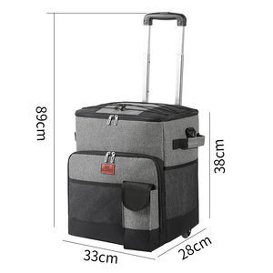 Multifunctional Utility Double Color Waterproof 600d Rolling Insulated <strong>Trolley</strong> Picnic Cooler Bag With Wheels for Outdoor Travel - Product Image 6