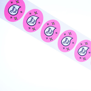 Custom Self Adhesive Thank You for Your Purchase Sticker in Roll Pink Round Mini Stickers <strong>Thanks</strong> - Product Image 4