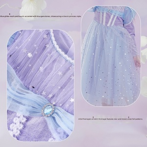 Hidehanky <strong>Kids</strong> Girls Princess <strong>Dress</strong> Purple Velvet Long Sleeve 5 Layers Tulle Star Moon Foil <strong>for</strong> Birthday Party Wholesale Factory - Product Image 6