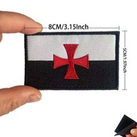 Écusson en tissu toile brodé et lavable, écologique, avec motif drapeau croix chrétienne JesusFishGod, aimant et perle, badge de foi