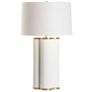 <b>Table</b> Lamp White Ceramic Gold Trim E26 LED 220V Switch Control - Product Image 4