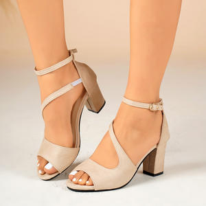 <span class=keywords><strong>Sandali</strong></span> con tacco da donna taglie forti, stile coreano, con perline e punta aperta, modello estivo 2025, con cinturino singolo - Product Image 5