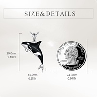 Colgante de Orca Killer Whale para mujer, collar con colgante de esmalte de ballena Orca de Plata de Ley 925