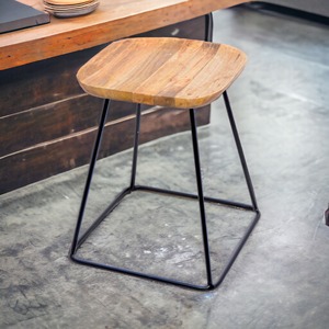 Top Natural Wood with Metal Black Frame Nordic Style Kitchen Modern Wooden Texture Counter Bar <b>Stool</b> High Chair With Metal Legs - Product Image 6