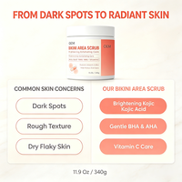 Gommage éclaircissant pour le bikini à l'acide kojique multi-acides, système d'exfoliation double, traite les peaux sèches et squameuses