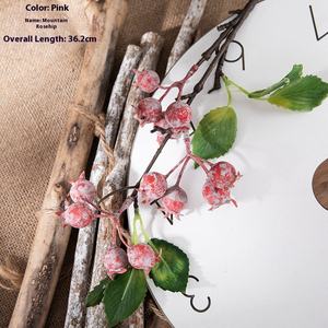 <span class=keywords><strong>Huashan</strong></span> พืชผลเบอร์รี่สีเขียวกุหลาบจำลองดอกไม้ปลอมสำหรับตกแต่งงานแต่งงานงานฝีมือสำหรับวันวาเลนไทน์ - Product Image 3