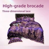 Europäisches Spitzen-Satin-Jacquard-Vierteiliges Set Luxuriöses Gewaschenes Seiden-Bettlaken und Bettbezug