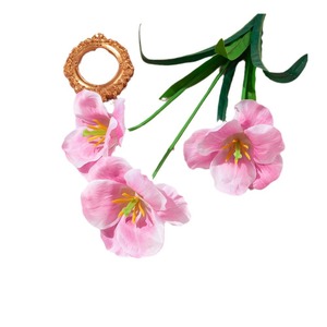 Bouquet de tulipes artificielles en soie, 3 têtes chacune, décoration de mariage, arrangement pour salon - Product Image 5