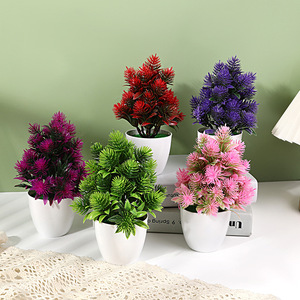 Plante artificielle en pot en forme de cône de pin, 20 cm de hauteur, décoration en plastique pour la maison, le hall d'hôtel - Product Image 1