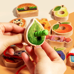 Juego de Enhebrar Cuentas Montessori <span class=keywords><strong>Caterpillar</strong></span>, Juguete Educativo para Niños para la Concentración y el Pensamiento Lógico, Venta al por Mayor - Product Image 4