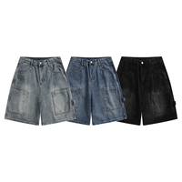 Shorts cargo en jean pour homme, coupe ample, délavé, avec poches utilitaires, style streetwear, longueur genou, fournisseur OEM personnalisé