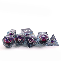 Dadu inti cairan transparan mata naga darah Set untuk DND RPG terbuat dari Resin