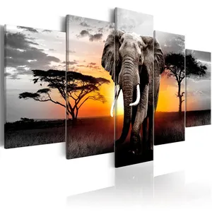 코끼리 인쇄 포스터 캔버스 아트 5 조각 야생 동물 포스터 벽 아트 모듈 사진 거실 홈 장식 선물