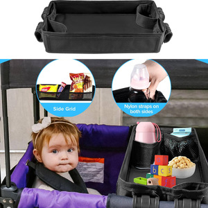 Plateau pour poussette de bébé, grille latérale en tissu Oxford noir avec sangles en nylon pour chariot de voyage pour tout-petits - Product Image 1