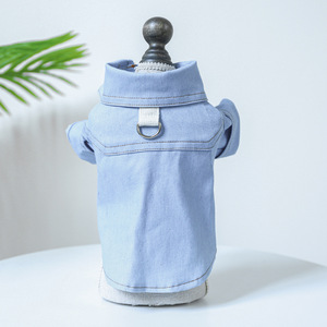 PETCIRCLE pet collar, cute and simple dog and <b>cat</b> <b>clothes</b> with D-ring, stylish denim shirt - Product Image 3